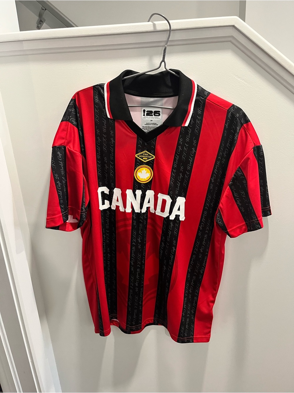 CANADA Red & Black Striped Soccer Jersey